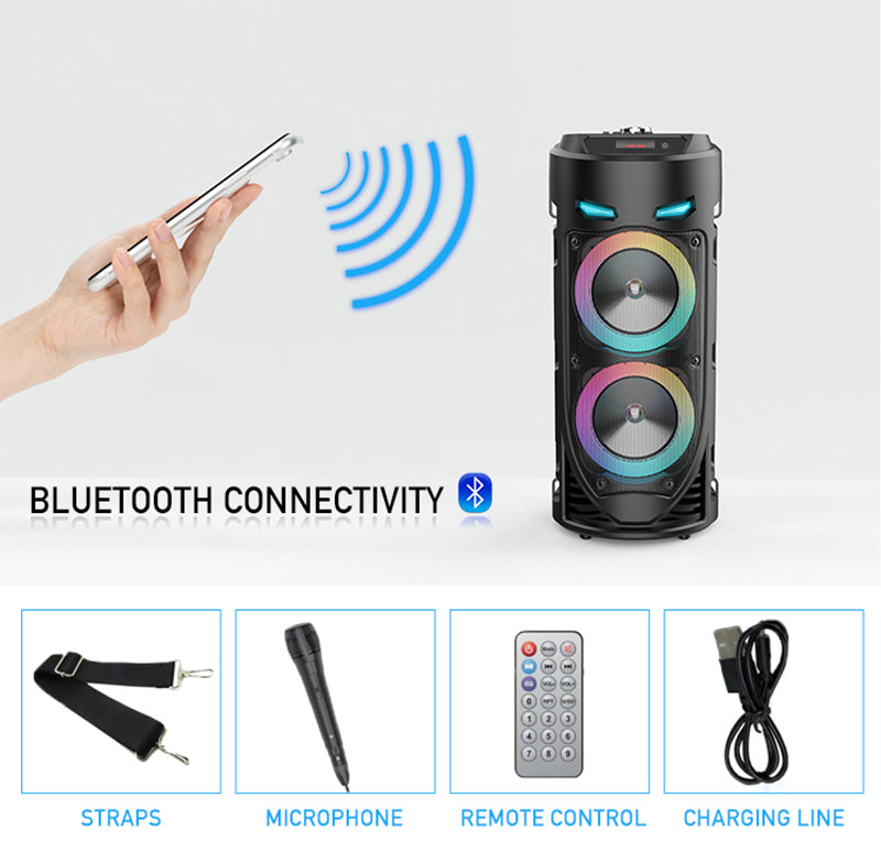 Cassa Altoparlante Bluetooth Ricaricabile Portatile con Luci RGB, Microfono e Telecomando Incluso – Connessione Radio Bluetooth USB TF (modello m Mu ZQS4239)