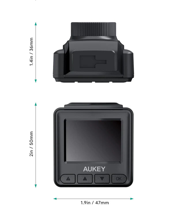 Aukey DRA5 Mini Dash Cam Telecamera per Auto 1080p Full HD + AUKEY PM-YY Hardwire Kit, Kit Caricabatteria da Auto per Dash Cam