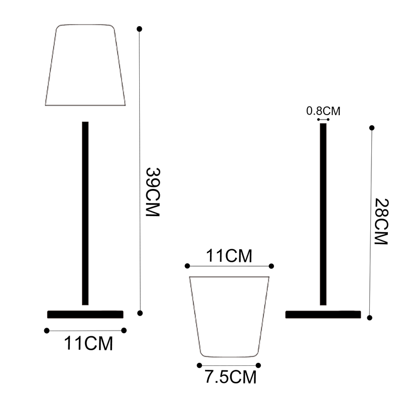 Palmina Lampada 710 NERO Touch Cordless - Lampada LED RGB interno e esterno, ABS+metallo, Ricaricabile USB, Portatile, Testa staccabile, 2600mAh, Lungo Durata, RGB luce fredda e calda