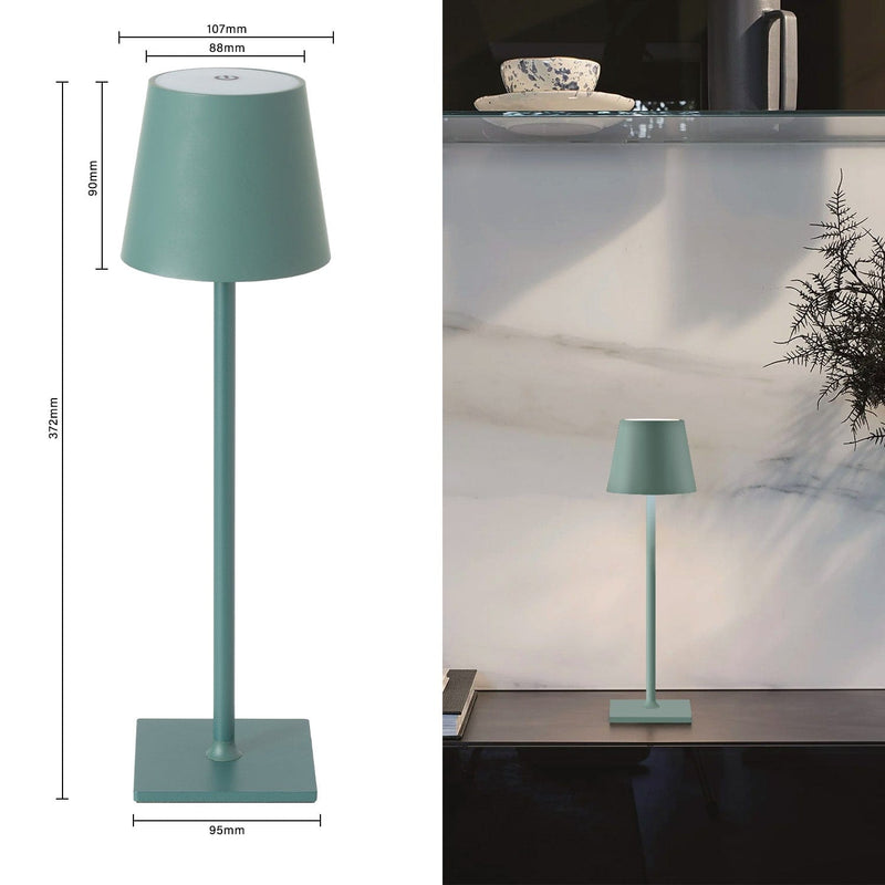 Lampada da tavolo VERDE  LED a batteria dimmerabile Senza fili con luce bianca calda 3 colori LED,  per Hotel bar ristoranti camera da letto la casa