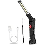 m MU Rechargeable LED Flashlight, Bright Work Lamp, USB Rechargeable COB Inspection Lamps, Portable Lamp with Magnetic Base and Hanging Hook, 5 Modes for Emergency Car Repair [Energy Class A]
