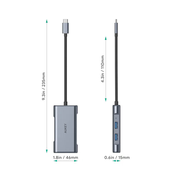 Aukey CB-C75 6-in-1 USB-C-Multi-Hub: Ethernet, HDMI, USB, USB C 