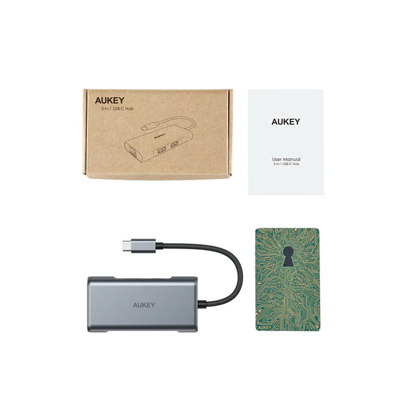 Aukey CB-C75 6-in-1 USB-C-Multi-Hub: Ethernet, HDMI, USB, USB C 