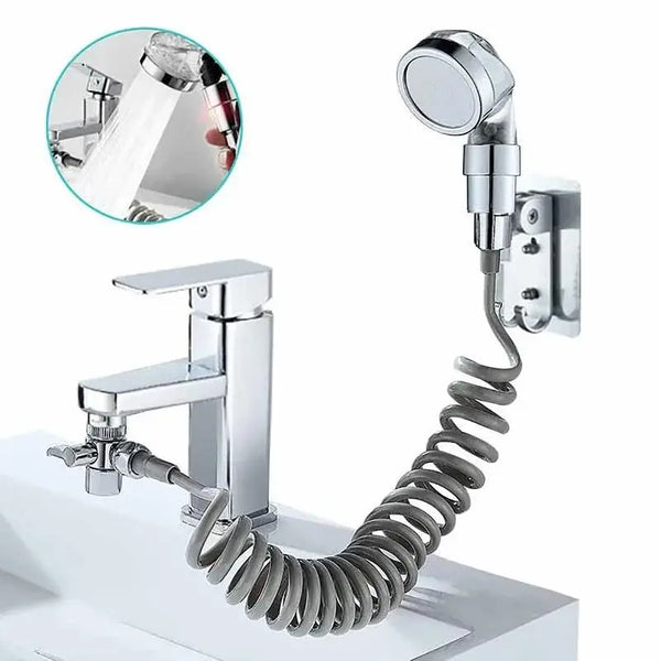 Duschkopf-Set, Waschbecken-Duschkopf mit Spiralschlauch für Küche und Badezimmer 