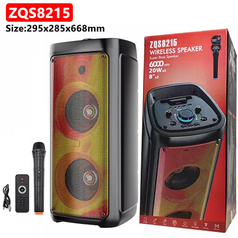 ZQS8215 Bluetooth Speaker Portable RGB LED Speaker with Microphone 