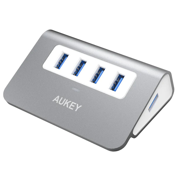 Aukey CB-H5 4 Port USB 3.0 Hub Splitter Power Strip Splitter Aluminum Power Strip for Data Transfer