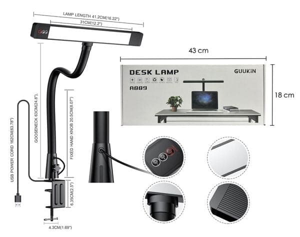 Schreibtischlampe, Tischlampe, LED, dimmbar, Touch-Steuerung, flexibler Arm mit Fernbedienung im Lieferumfang enthalten