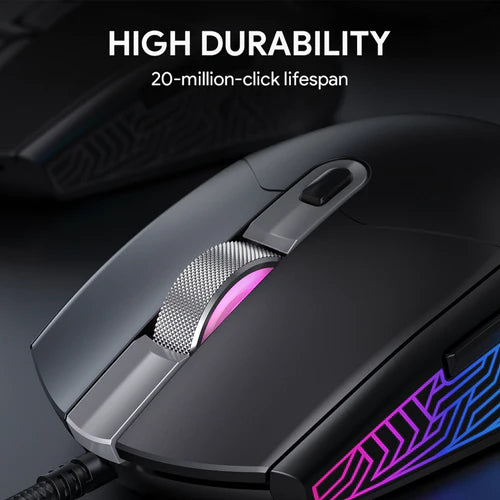 Aukey GM-F3 RGB Wired Gaming Mouse with 7200 DPI Optical Sensor, 6 Programmable Buttons, Lightweight and Macro Design 