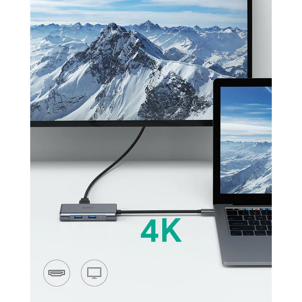 Aukey CB-C75 6 in 1 USB C Multi Hub: Ethernet, HDMI, USB, USB C 