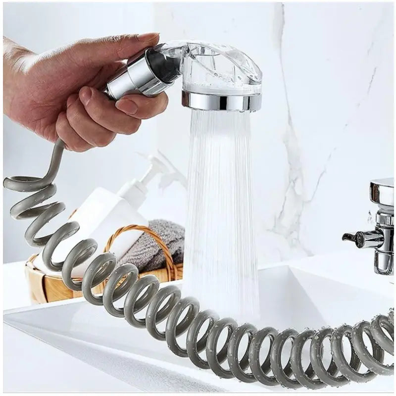 Shower Head Set, Sink Shower Head with Spiral Hose for Kitchen and Bathroom 