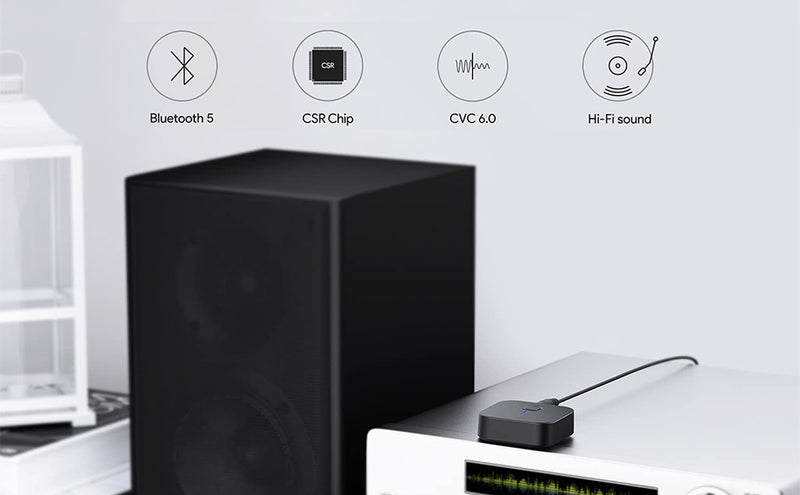 Aukey BR-C1 Bluetooth 5.0-Empfänger Tragbarer kabelloser Audioempfänger für Auto, Stereoanlage, Audiosysteme