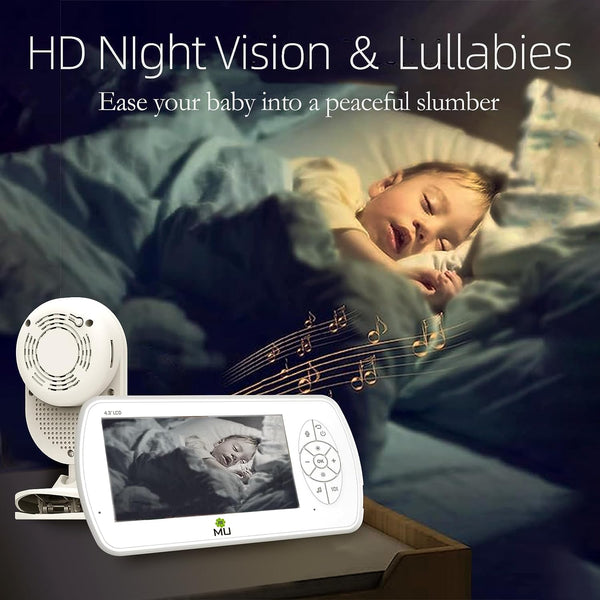 Drahtloses Video- und Audio-Babyphone ohne WLAN, 4,3-Zoll-LCD-Bildschirm, hohe Auflösung 1080p, VOX-Funktion, Nachtsicht, Temperaturüberwachung, 6 Schlaflieder (TV-BM520-2MP)