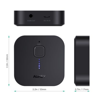 Aukey BR-C1 Ricevitore Bluetooth 5.0 Ricevitore Audio Wireless Portatile per Auto, Stereo, Sistemi Audio