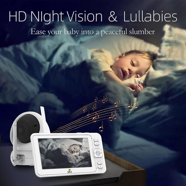 Kabelloses Video- und Audio-Babyphone ohne WLAN, 5-Zoll-LCD-Bildschirm, hohe Auflösung 1080p, VOX-Funktion, Nachtsicht, Temperaturüberwachung, 6 Schlaflieder, 360°-Drehung (TV-BM268-2MP)