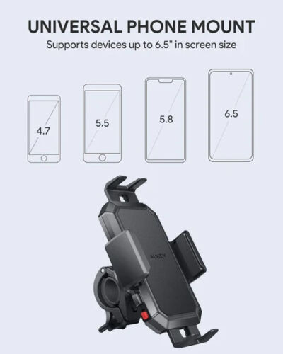 Aukey HD-C51 Mobile Phone Holder Support for Motorcycle Bike Universal Rotation 360 Stability 