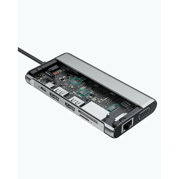Aukey CB-C78 Multi Hub USB C 12 in 1: Gigabit Ethernet HDMI VGA USB C SD microSD