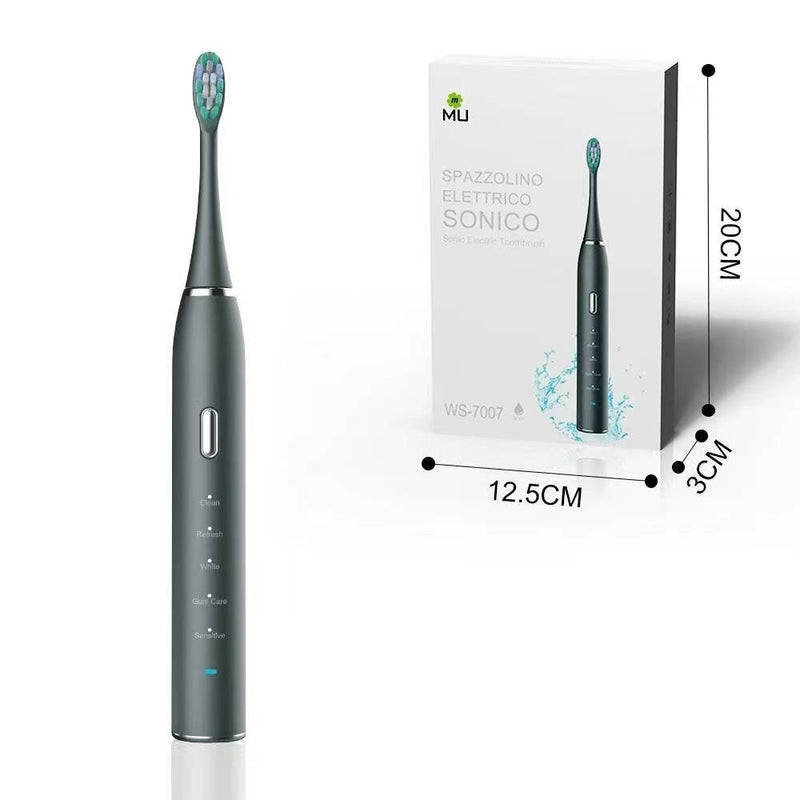 USB Rechargeable Sonic Electric Toothbrush 4 Brush Heads, 5 Modes, 1 Recharge = 30 days