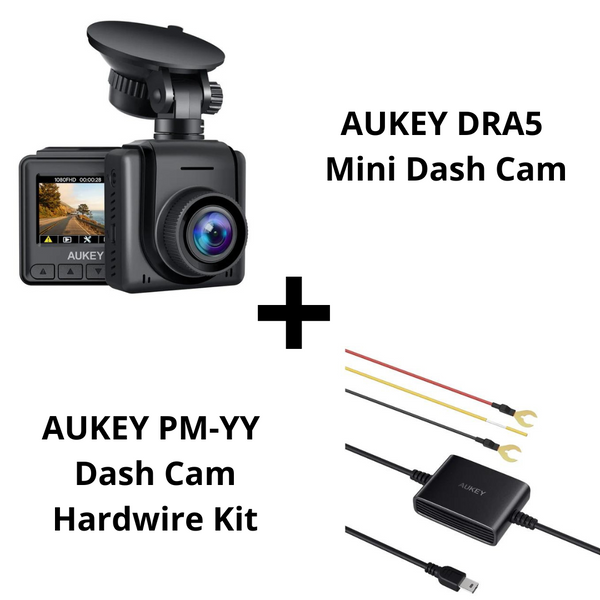 Aukey DRA5 Mini Dashcam Autokamera 1080p Full HD + AUKEY PM-YY Hardwire Kit, Autoladegerät Kit für Dashcam 