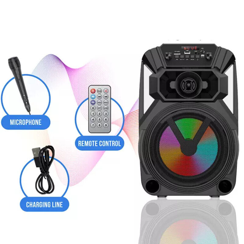 Cassa Altoparlante Bluetooth Ricaricabile Portatile con luci RGB e Microfono incluso – Connessione Radio Bluetooth USB TF (modello m Mu ZQS8127)