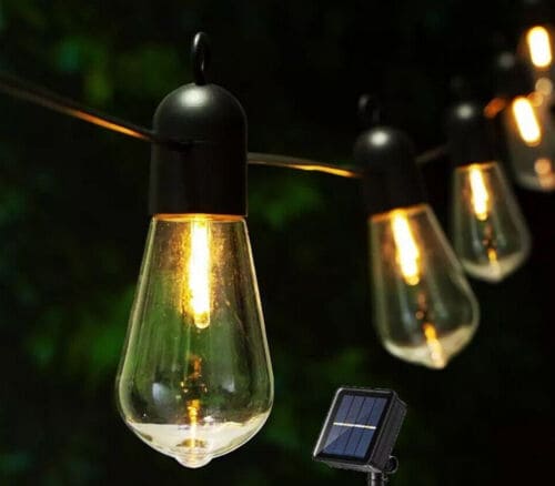MU Solar Outdoor Light Chain with 10 Bulbs Included Warm Light 2200K 4.5M 