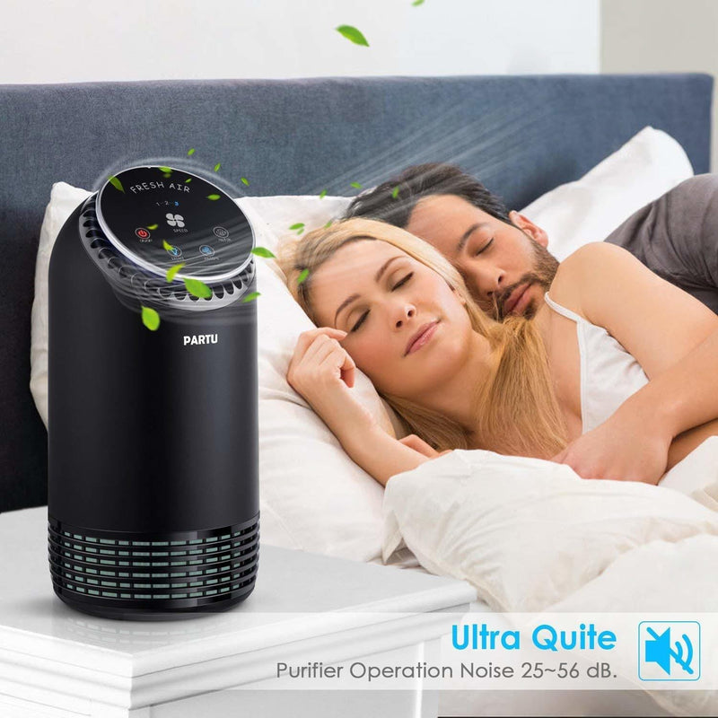 Partu BS-08 Air Purifier with True HEPA Filter and Activated Carbon 25dB Quiet for Home, Black