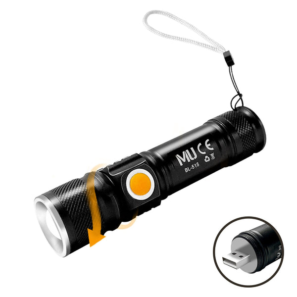 Mulin Klassische Taschenlampe LED Wiederaufladbare Militärische Taschenlampe Hohe Helligkeit Elektrische Hochleistungs-Einstellbare Tragbare LED-Taschenlampe für Camping-Werkstatt 