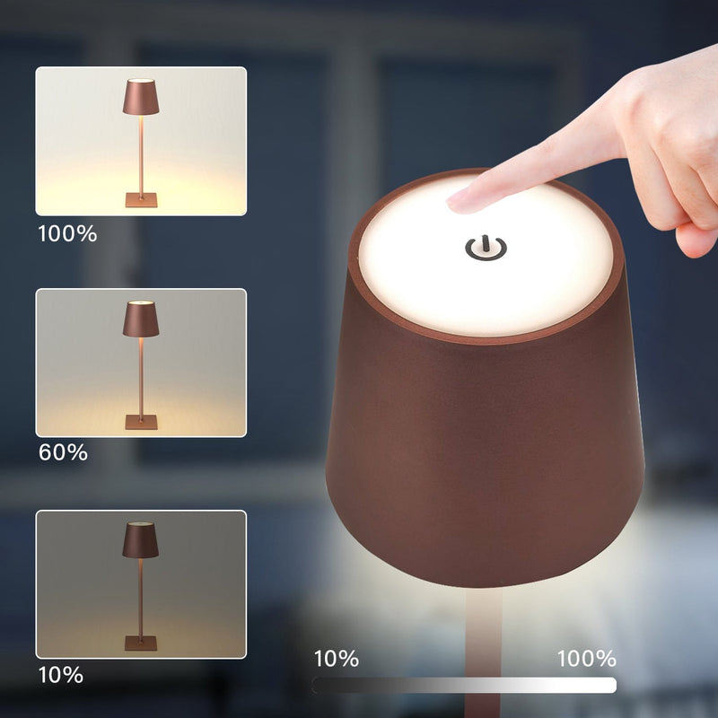 MORRONE LED battery-powered table lamp wireless dimmable with warm white light 3 LED colors, for hotels bars restaurants bedroom home 