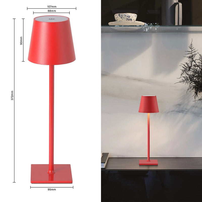Lampada da tavolo ROSSO  LED a batteria dimmerabile Senza fili con luce bianca calda 3 colori LED,  per Hotel bar ristoranti camera da letto la casa