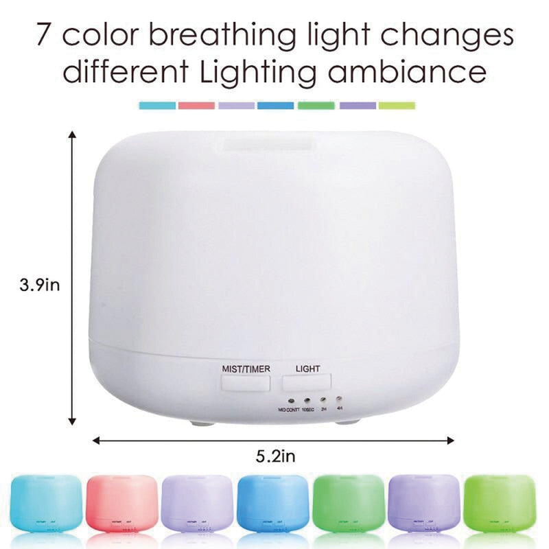 Ultrasonic Aroma Diffuser, With 7 Colorful Lights and 3 Timer Settings, and Adjustable Mist Mode, Remote Control