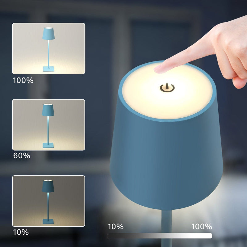 Table lamp AZZURRO LED battery dimmable Wireless with warm white light 3 LED colors, for hotels bars restaurants bedroom the house 
