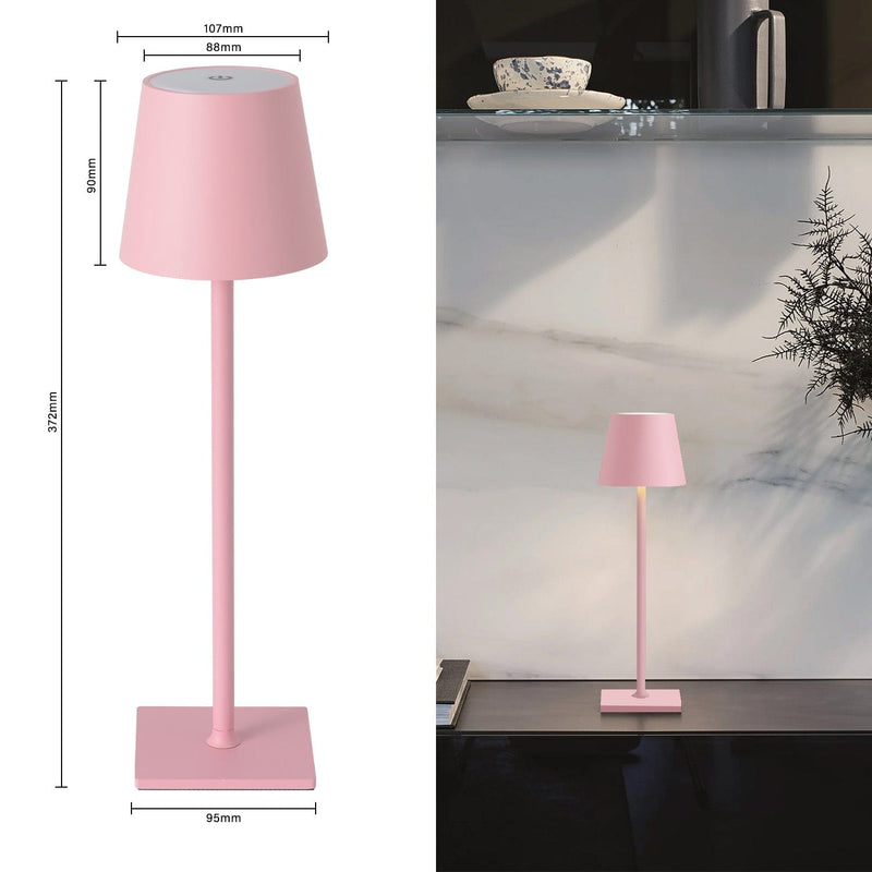Lampada da tavolo ROSA  LED a batteria dimmerabile Senza fili con luce bianca calda 3 colori LED,  per Hotel bar ristoranti camera da letto la casa