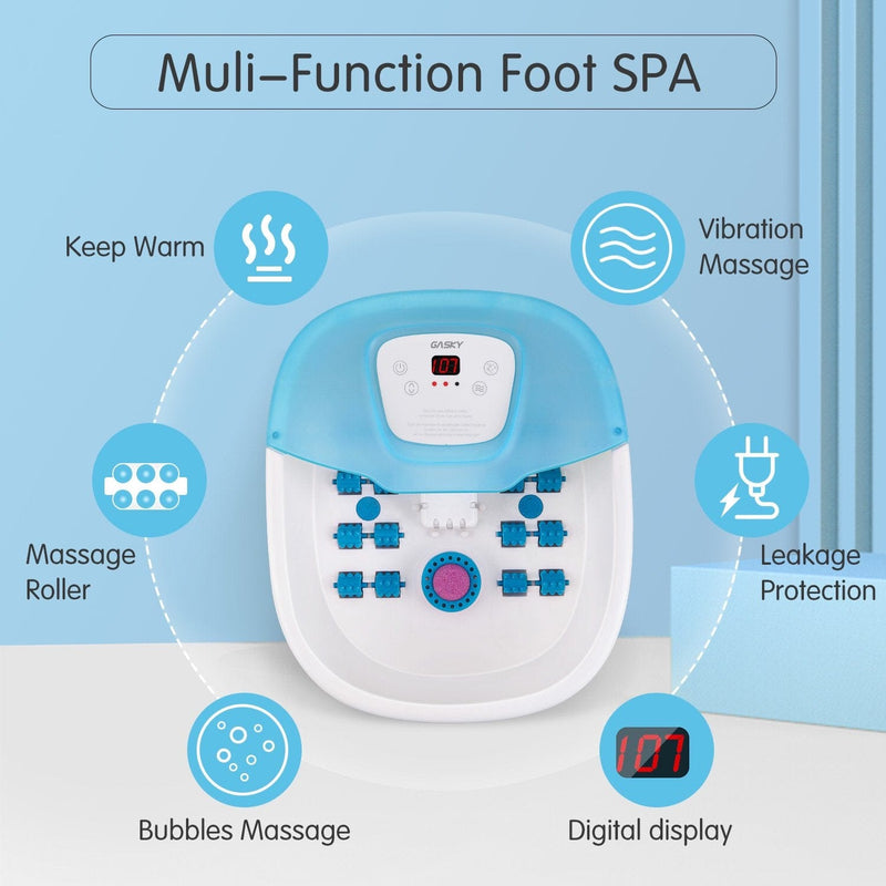 GASKY Foot Bath Massager, for Soaking with Adjustable Temperature with Heat, Vibration, Bubbles and Grinding Stone for Pedicure.