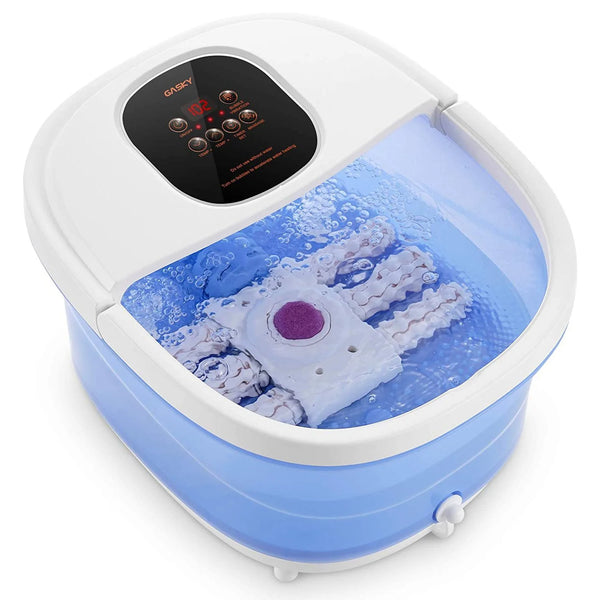 GASKY Foot Spa/Bath Massager 6 in 1 - Heat, Bubbles, Vibration, 6 Motorized Shiatsu Rollers, Frequency Conversion, Time and Temperature Settings, Home Use Foot Spa Pedicure Bath.